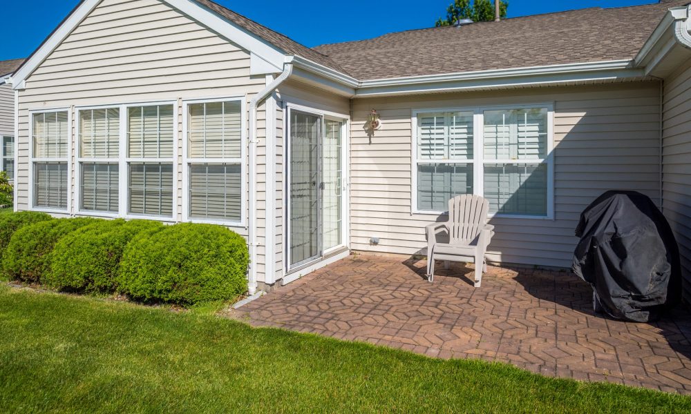Stock photo of little backyard of small appartment house